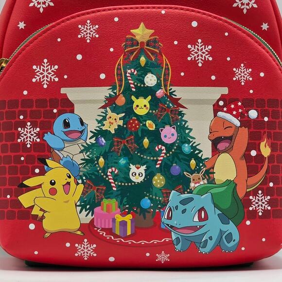Loungefly Pokémon Christmas Tree Backpack Pikachu Squirtle Charmander Bulbasaur - Picture 7 of 7
